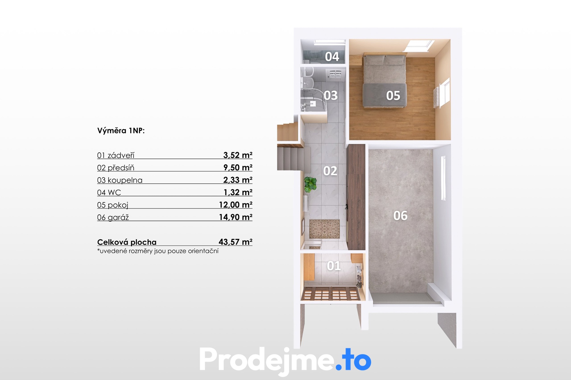 3D půdorys - 1.NP